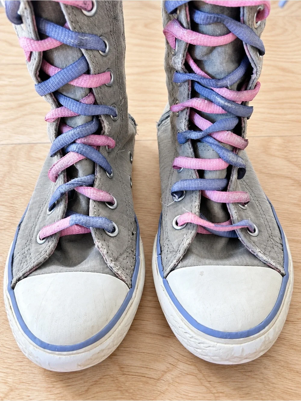 Vintage Converse Chuck Taylor XX-Hi Knee High Boots Gray Pink Lavender Size 11.5